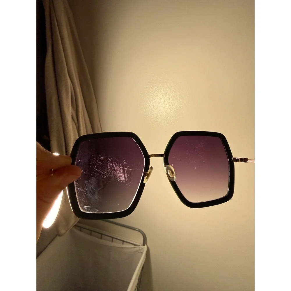 Italian style 70s red green frame gray ombre glam sunglasses model nyc paris guc
